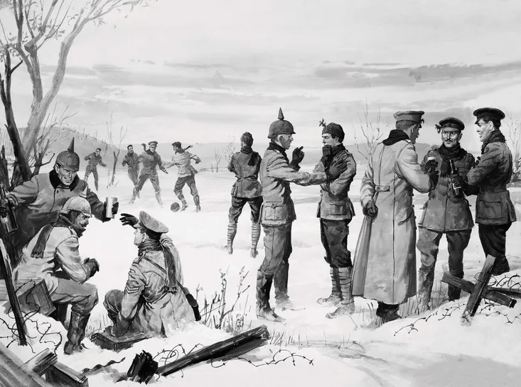 Soldados celebrando a trégua de Natal